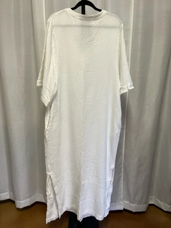 Barefoot Dreams Malibu Collection Sunsoaked Crinkle Cotton Caftan | size Medium - Picture 5 of 6